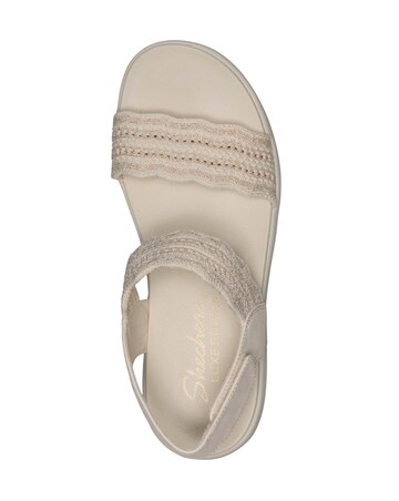 Skechers Arya Glitter Knit Sling Back White Sandals - Standard Fit (D)