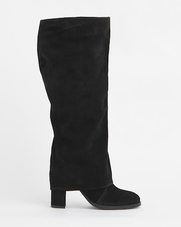 Lauretta Suede Gaiter Platform Heeled Boots Wide E Fit Curvy Calf
