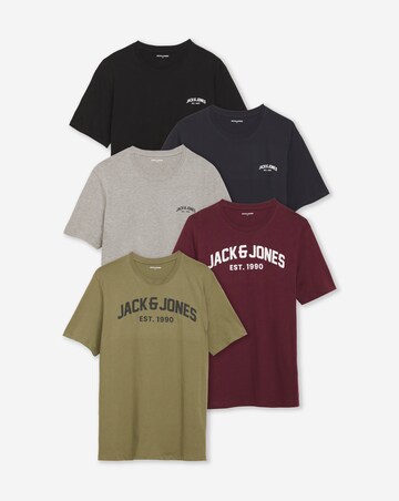 Jack & Jones Josh Logo T-Shirt 5 Pack - Multi
