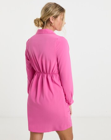 Pink Wrap Skirt Shirt Dress