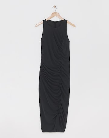 Sleeveless Jersey Ruched Midi Dress