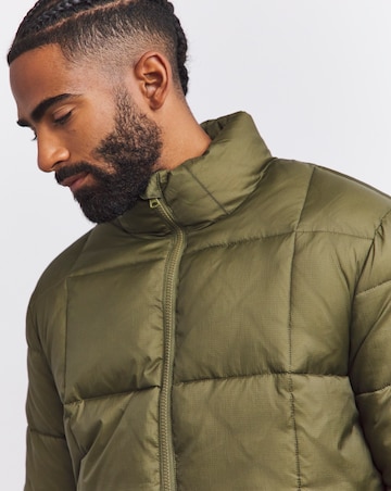 Khaki Square Quilt Puffer Jacket
