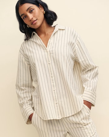 Nobody's Child Cream Pinstripe Oversized Shirt
