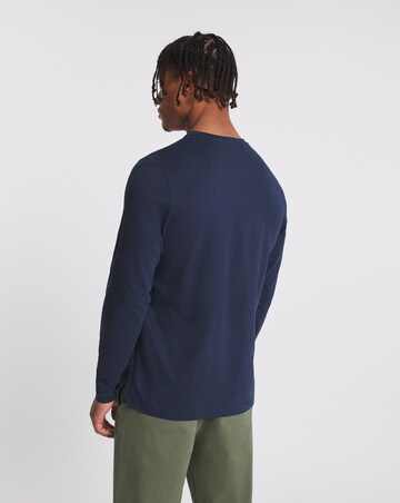 Long Sleeve Grandad T-Shirt Long Length- Navy