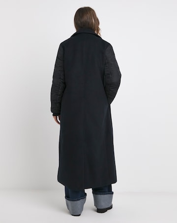 Navy Hybrid Bomber Longline Coat