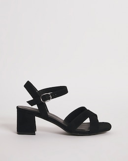 Block Heel Crossover Vamp Sandal - Extra Wide Fit (EEE)