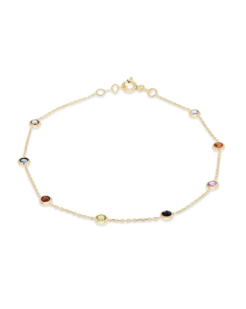 9ct Yellow Gold Multi Round CZ Bracelet