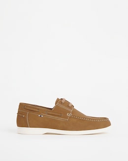 Leather Look Boat Shoe Wide Fit