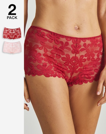 Pretty Secrets (2 Pack) Daisy Lace Short Knickers