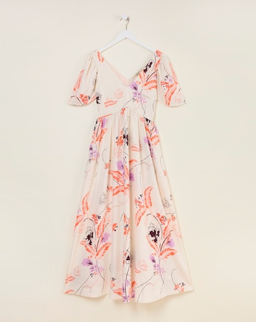 FatFace Copper & Black Marlow Flute Sleeve Dress