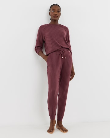 Figleaves Supersoft Rib Lounge Set Burgundy