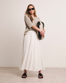 Anthology White Linen Seam Detail Maxi Skirt