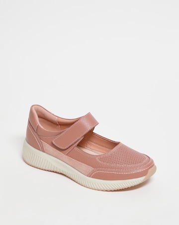 Juniper Leather Touch and Close Bar Shoe - Wide Fit (E)