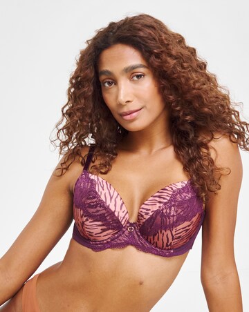 Ann Summers Infatuation DD+ Plunge Wired Bra Purple Brown