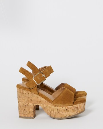 Gaga Leather Cork Platform Sandals - Wide Fit (E)
