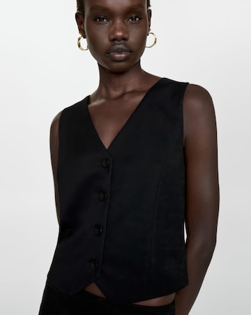 Mango Peach button Waistcoat- Black