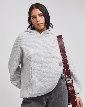 Simply Be Grey Marl Knitted Hoodie