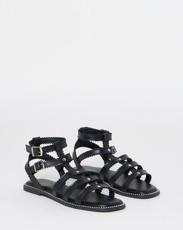 Zaire Scallop Edge Gladiator Flat Sandals - Wide Fit (E)