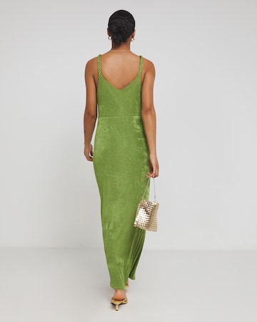 Simply Be Green Slinky Knot Detail Plait Strap Midaxi Dress