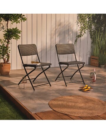 VonHaus Rimini Black Faux Rattan Garden Chairs - Set of 2