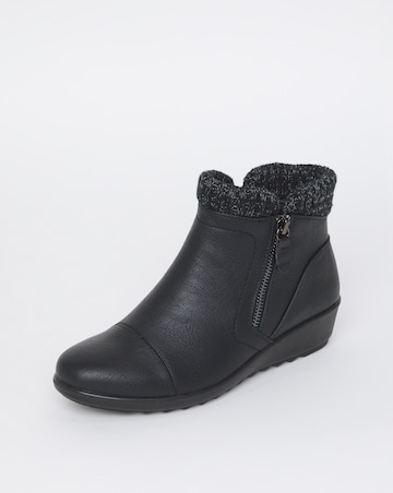 Cushion Walk Knitted Top Wedged Boots EEE Fit