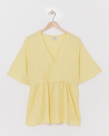 Simply Be Pale Yellow Textured Jersey Wrap Top