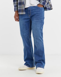 Bootcut Fit Stretch Jeans Mid Wash