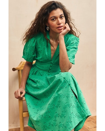 Nobody's Child Green Broiderie Starlight Midi Dress
