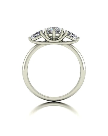 9ct White Gold 2ct Pear Shaped Moissanite Trilogy Ring