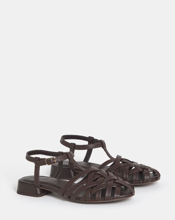 Aquaria Refined Woven Leather T Bar Shoes - Extra Wide Fit (EEE)