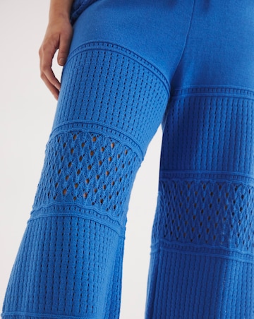 Simply Be Bright Blue Crochet Wide Leg Trouser Co-ord