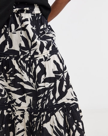 Pure Cotton Textured Tiered Midi Skirt