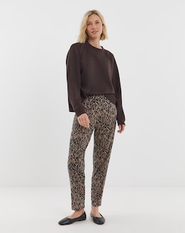 Animal Printed Jersey Tapered Leg Trouser