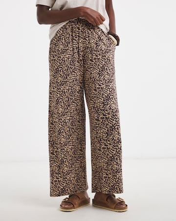 Printed Wide Leg Jersey Trouser