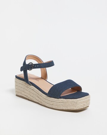 Daria Square Toe Espadrille Flatform Sandals - Wide Fit (E)