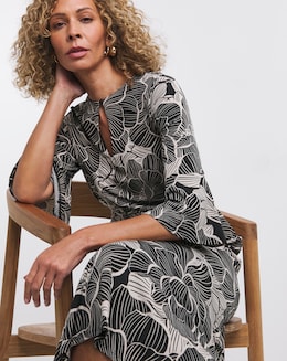 Joanna Hope Luxe Mono Floral Jersey Midi Dress