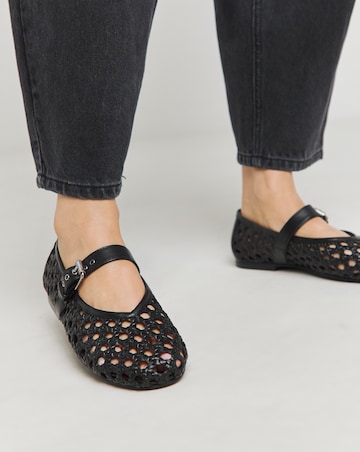 Anthology Valerian Leather Woven Mary Jane Ballerinas - Wide Fit (E)