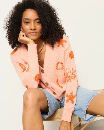 FatFace Seascape Embroidered Cardigan