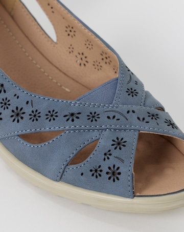 Cushion Walk Blue Cut-Out Peep Toe Sandals - Wide Fit (E)