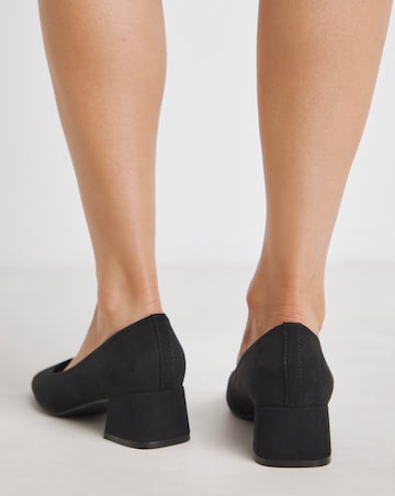 Heavenly Soles Catherine Low Block Heel Court Shoes - Wide Fit (E)