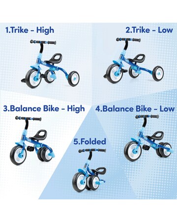 Xootz Switch Rider Folding Balance Bike Trike - Blue