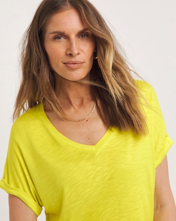 Lime V Neck Short Sleeve Longline Top