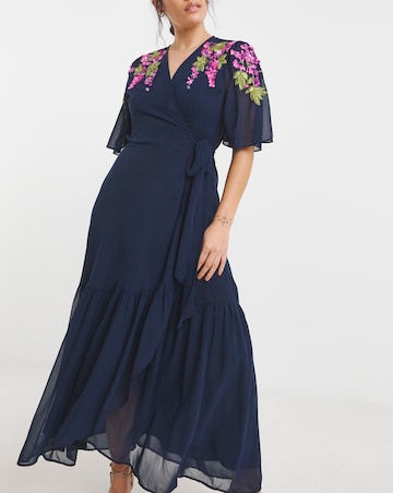 Hope & Ivy Grace Embellished V-Neck Wrap Maxi Dress