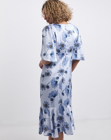 Joanna Hope Satin Puff Sleeve Midi Dress