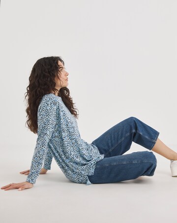 Printed Slouch Long Sleeve Longline Top