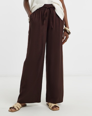 Linen Mix Wide Leg Trousers