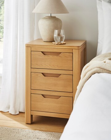 Lorcan Ready Assembled Wooden 3 Drawer Bedside