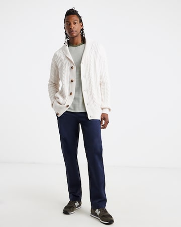 Ecru Cable Knit Shawl Neck Cardigan