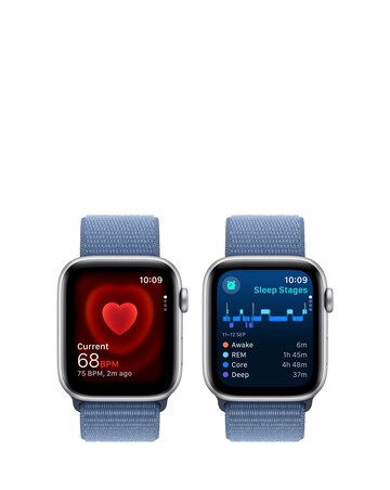 Apple Watch SE GPS 44mm Silver Aluminium Case, Winter Blue Sport Loop