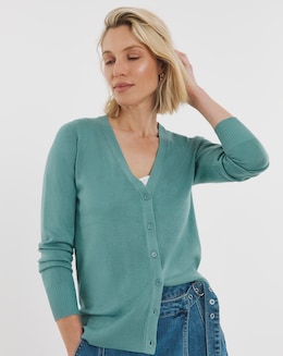 Eversoft Teal V Neck Cardigan